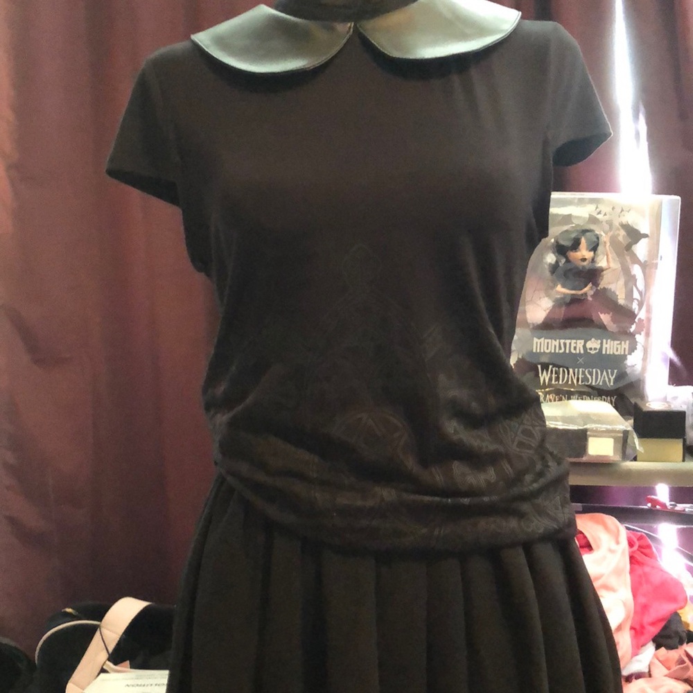 KILLSTAR Ladies Black Peter Pan Collar Top In Size Small